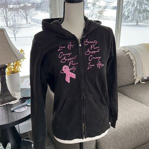 Rock the Run for Breast Cancer Women’s Black Pink Full Zip Sweatshirt Small